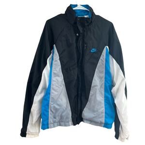 Vintage 90s Nike Blue & Black Windbreaker Size Large Made in USA